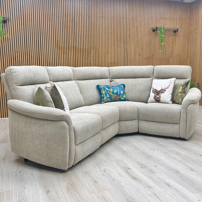 ‘Dublin’ Anivia Khaki Fabric Power Recliner Corner Sofa with Power Headrest Furniture Village