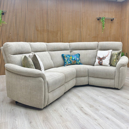 ‘Dublin’ Anivia Khaki Fabric Power Recliner Corner Sofa with Power Headrest Furniture Village