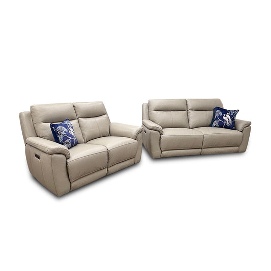 'Bobby' Leather Cat-55/83 Lead Grey 3 + 2 Seater Power Recliner Sofa Set