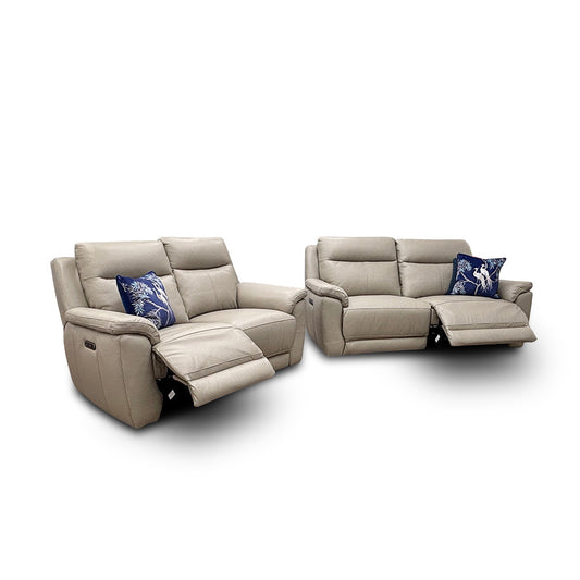 'Bobby' Leather Cat-55/83 Lead Grey 3 + 2 Seater Power Recliner Sofa Set