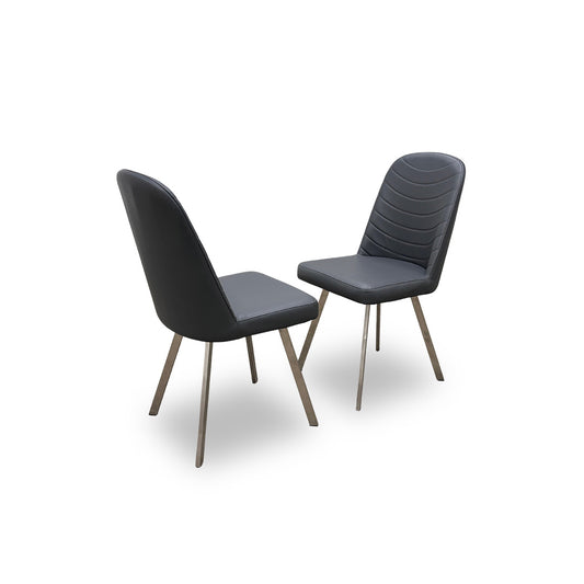 ‘Evolution’ Grey Faux Leather Dining Chairs - Set of 2