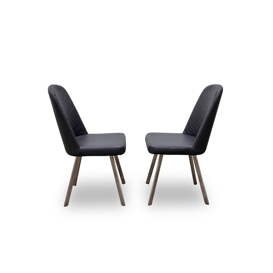 ‘Evolution’ Grey Faux Leather Dining Chairs - Set of 2