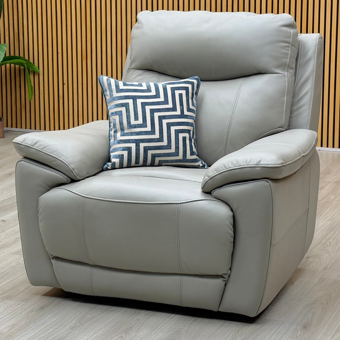 ‘Sloane’ Lead Grey Leather Power Recliner Chair