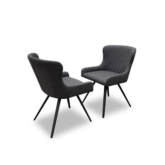 ‘Messina’ Graphite Grey Faux Leather Dining Chairs - Set of 2