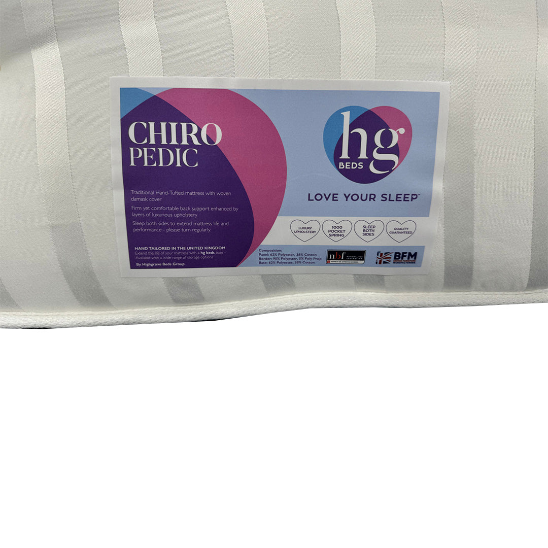 ‘Chiropedic’ 1000 Pocket Spring Hand-Tufted Double Sided Mattress - Single
