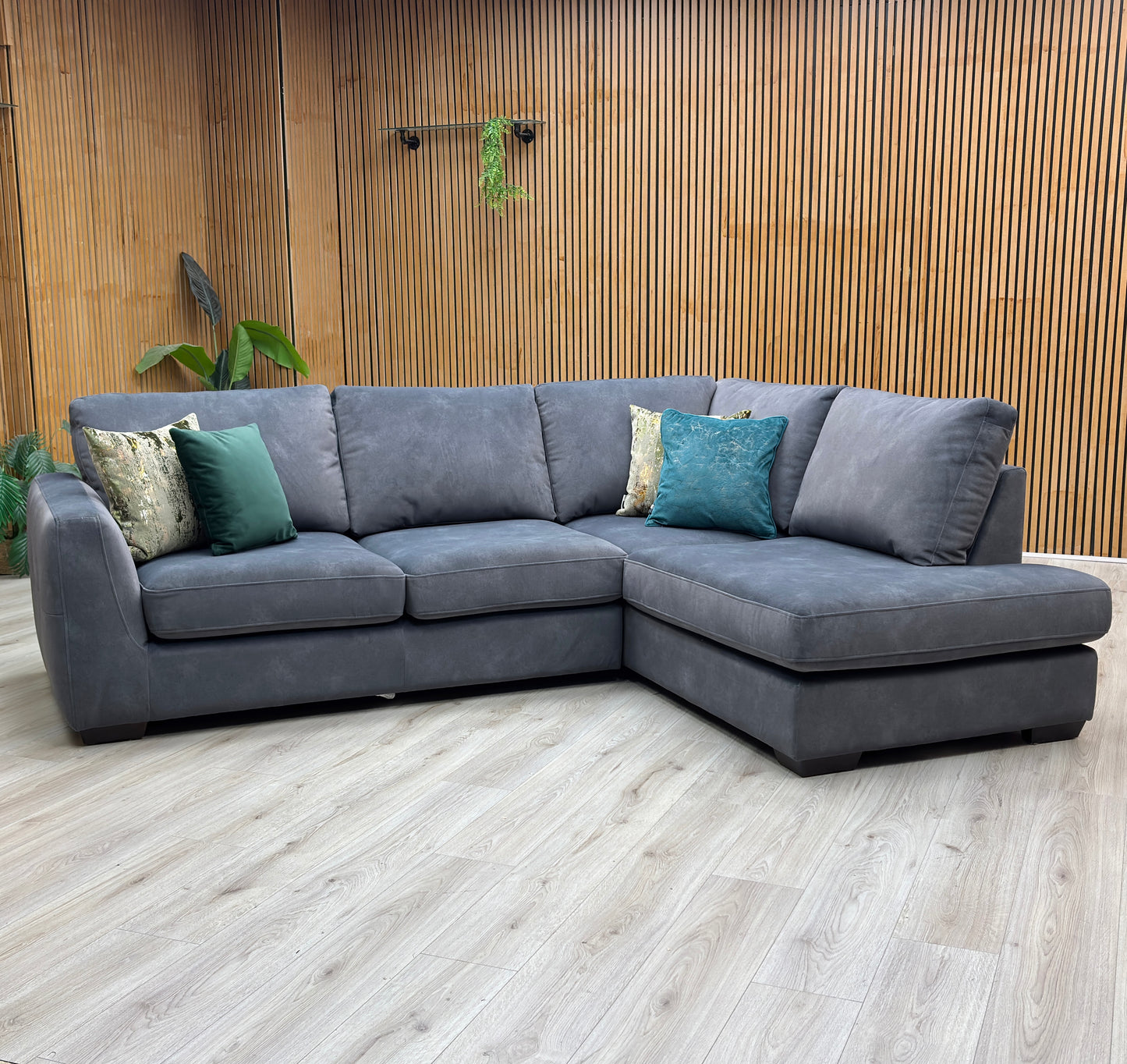 ‘Dinky’ Dexter Shadow Charcoal Grey Fabric Corner Chaise End Sofa Furniture Village