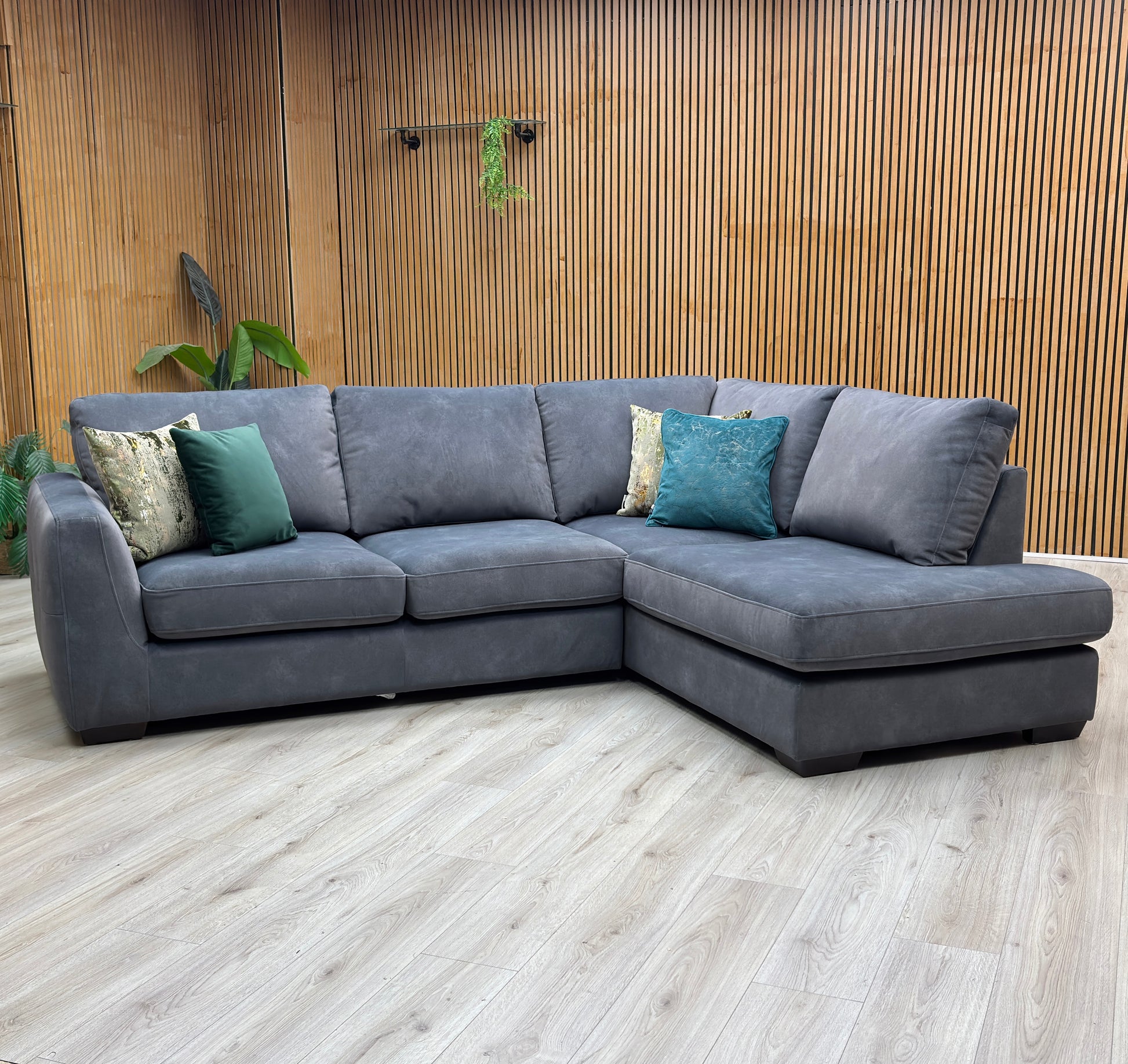 ‘Dinky’ Dexter Shadow Charcoal Grey Fabric Corner Chaise End Sofa Furniture Village