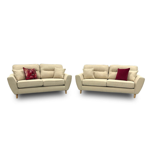 ‘Hetty’ Natural Cream Fabric 3 + 2 Seater Sofa Set