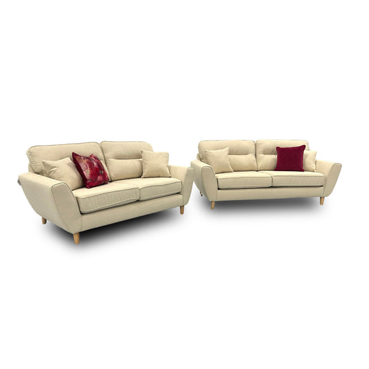 ‘Hetty’ Natural Cream Fabric 3 + 2 Seater Sofa Set