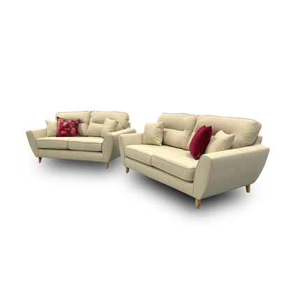 ‘Hetty’ Natural Cream Fabric 3 + 2 Seater Sofa Set