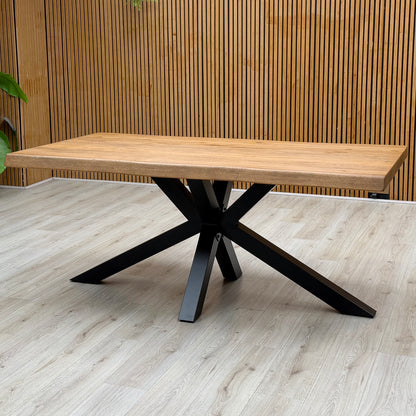 Bodahl ‘Terra’ 6 Bassano Solid Oak Raw Edge 180cm Dining Table with Metal Star Base