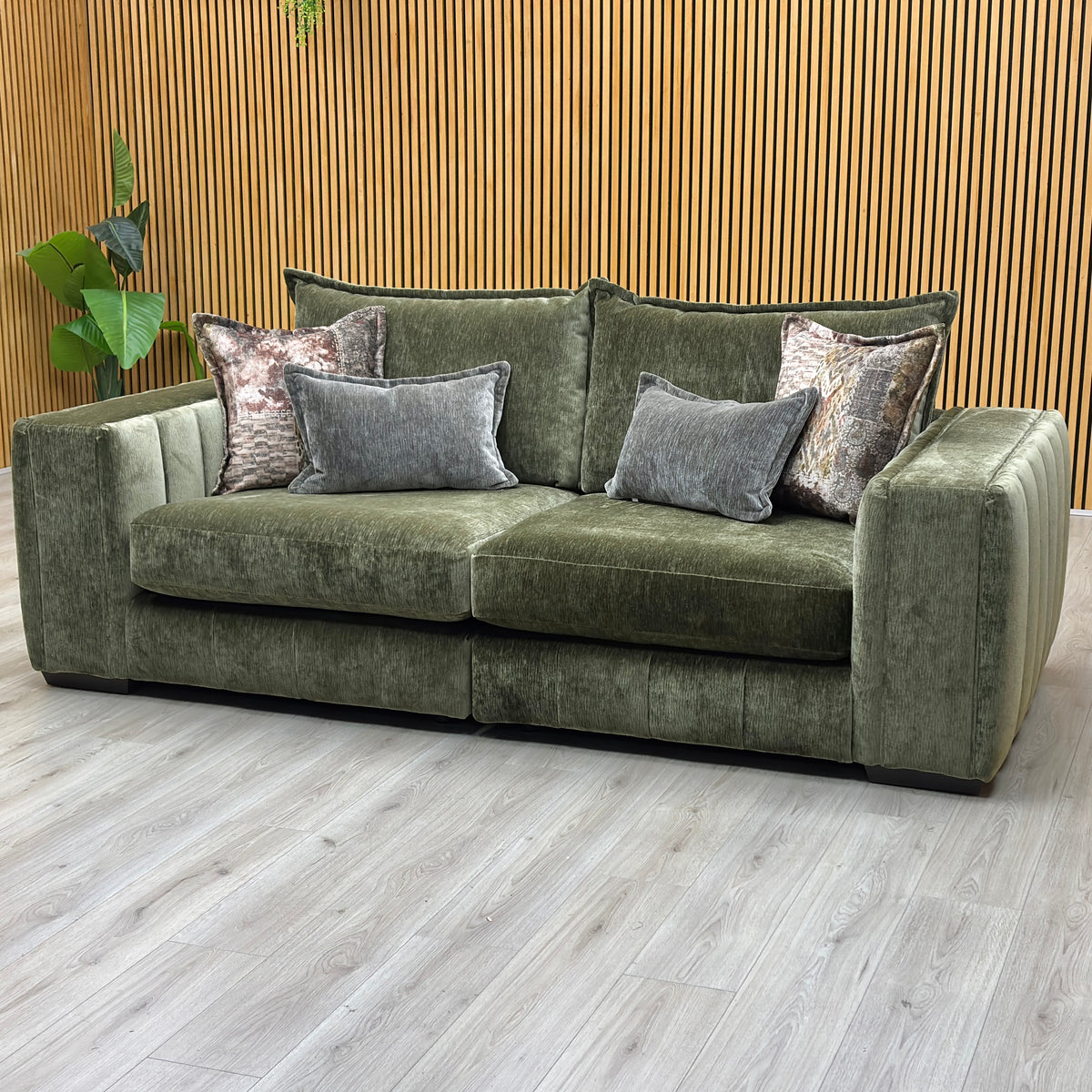 'Garland' California Olive Green Dw Ft Fabric 4 Seater Split Frame Sofa with Accent Chair Sofa Set