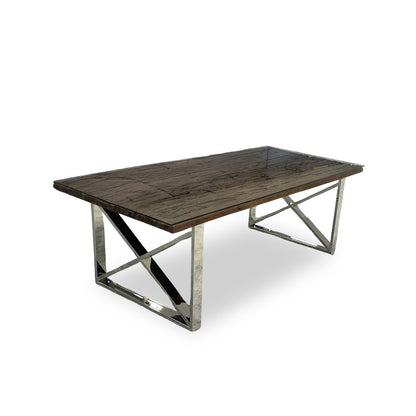 ‘Chennai’ Rustic Wood Dining Table with X-Shaped Legs