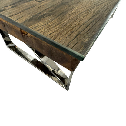 ‘Chennai’ Rustic Wood Dining Table with X-Shaped Legs