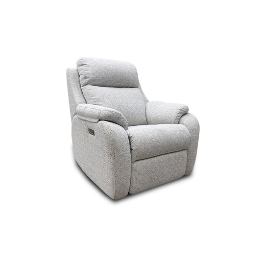 G Plan 'Kingsbury' B010 Nebular Pebble Fabric Power Recliner Armchair with Power Headrests and Power Lumbar