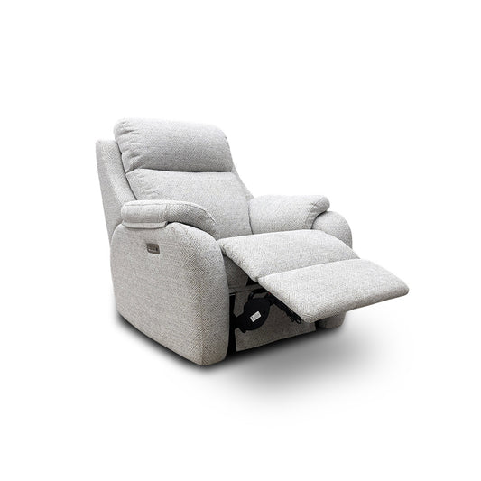 G Plan 'Kingsbury' B010 Nebular Pebble Fabric Power Recliner Armchair with Power Headrests and Power Lumbar