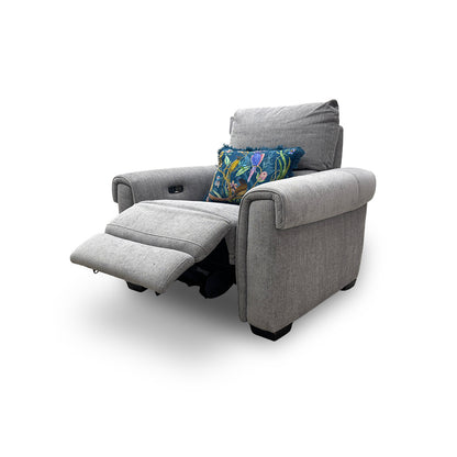 ‘Nixon’ Fab-Mil-R451 Pewter Fabric Power Recliner Chair