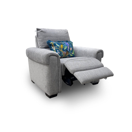 ‘Nixon’ Fab-Mil-R451 Pewter Fabric Power Recliner Chair