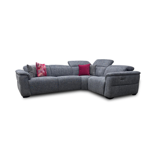 ‘Inca’ 13345 Anivia Dark Grey Fabric Double Power Recliner Corner Sofa with Power Headrests