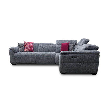 ‘Inca’ 13345 Anivia Dark Grey Fabric Double Power Recliner Corner Sofa with Power Headrests