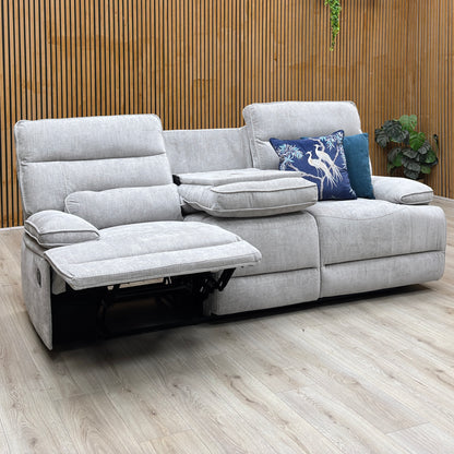 ‘Olivia’ Grey Fabric Manual Recliner 3 Seater Sofa Thornbrook (a Joseph James brand)