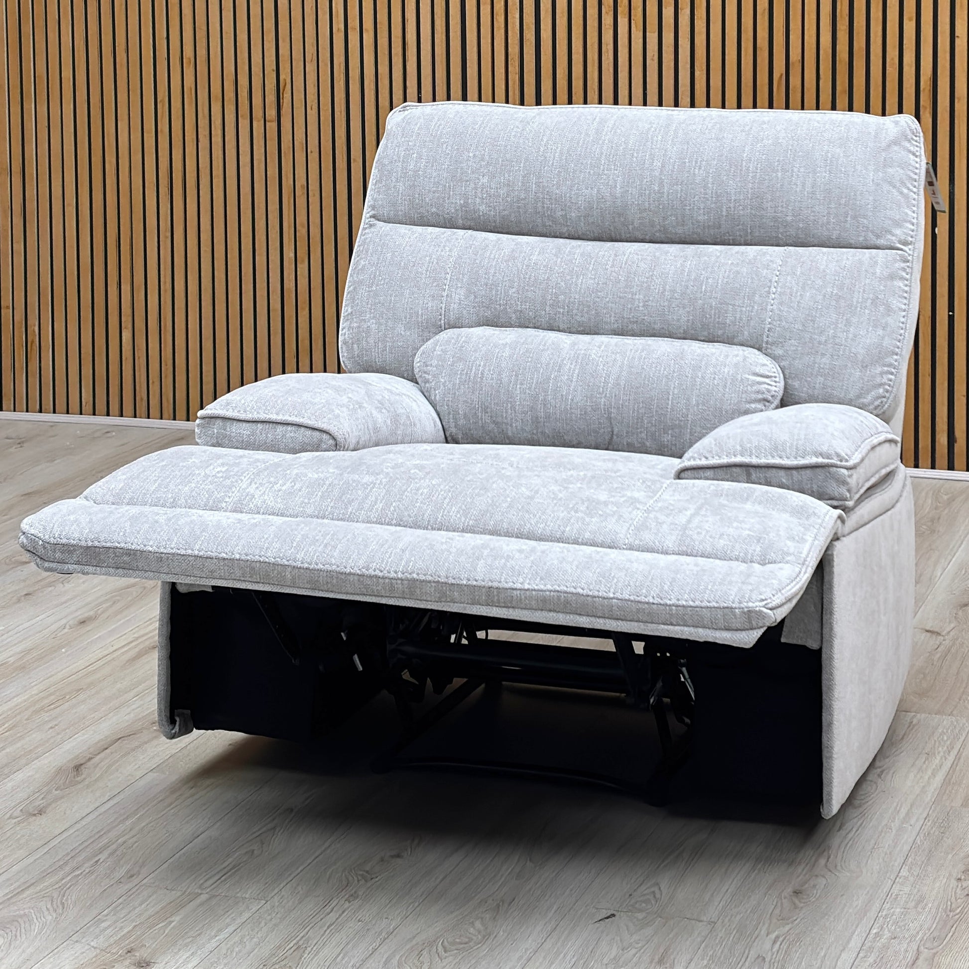‘Olivia’ Grey Fabric Manual Recliner Set: 3 + 2 Seater Sofa & Armchair Thornbrook (a Joseph James brand)
