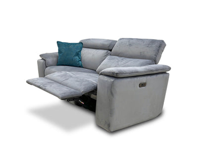 Nicoletti 'Davide' Selma Grigio Grey Velvet 3 Seater Power Recliner Sofa