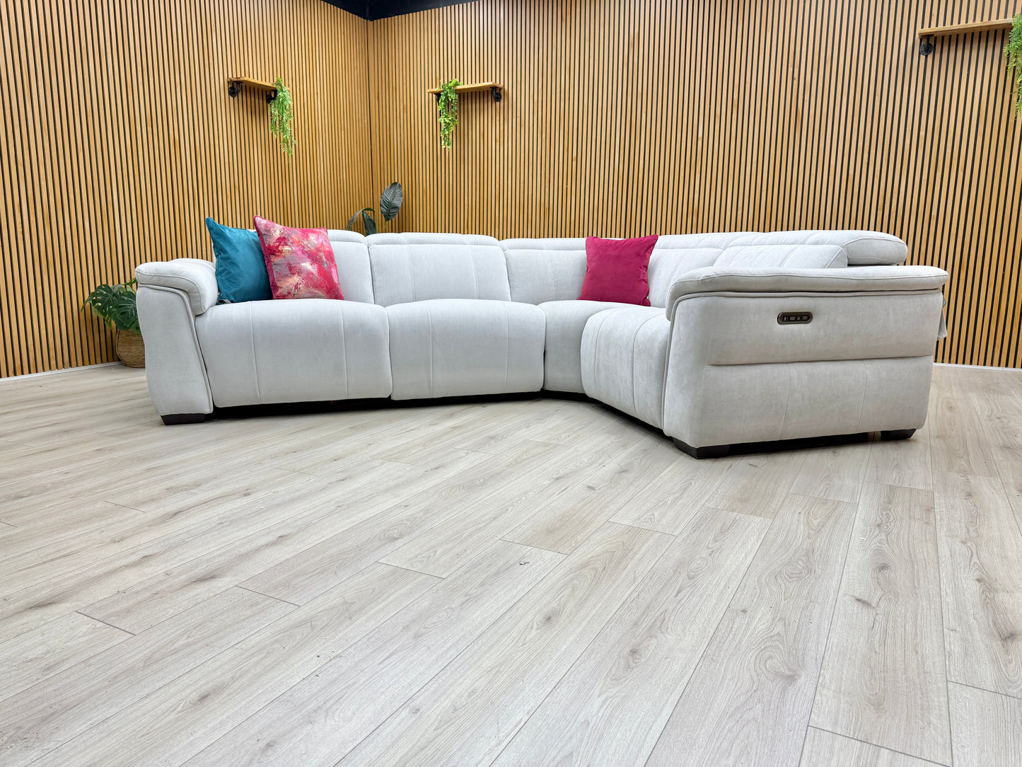 Lifestyle shot of the ‘Inca’ corner sofa, highlighting its spacious L-shaped design.