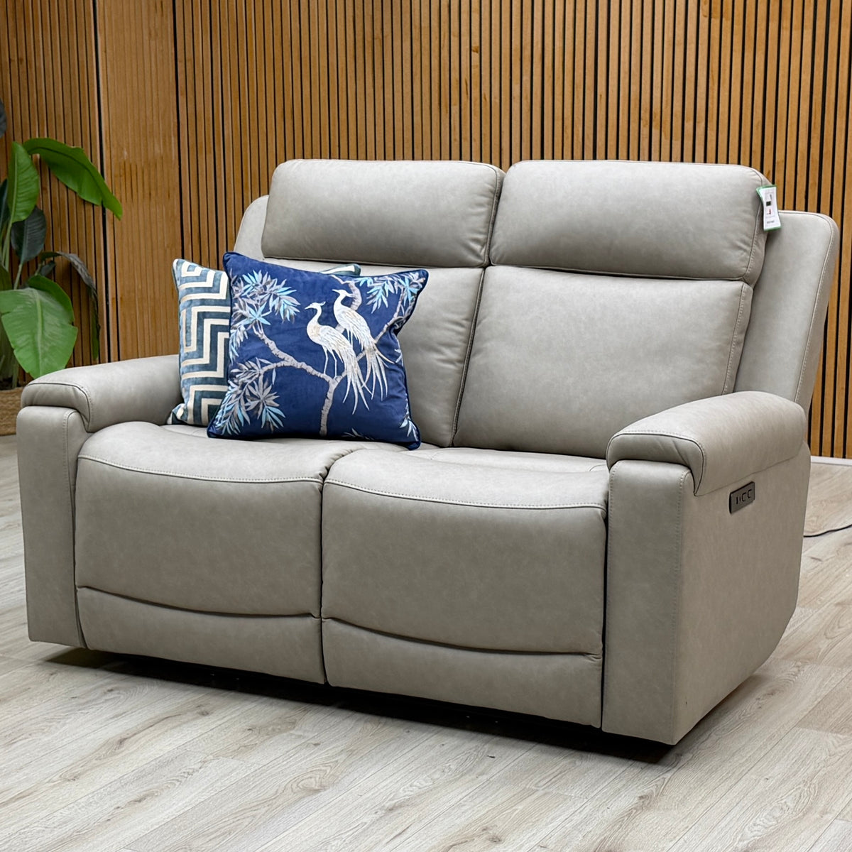 ‘Nova’ Taupe Grey Microfiber Fabric 3 + 2 Seater Power Recliner with Power Armchair Sofa Set
