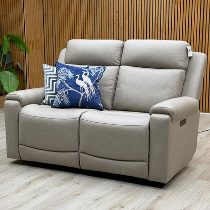 ‘Nova’ Taupe Grey Microfiber Fabric 3 + 2 Seater Power Recliner with Power Armchair Sofa Set