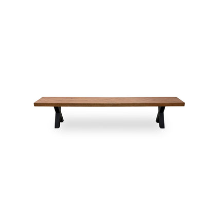 Bodahl 'Njord' 06 Old Bassano Solid Oak 240cm Dining Bench with Metal Shaped X-Legs