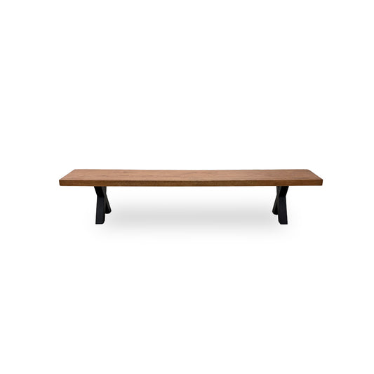 Bodahl 'Njord' 06 Old Bassano Solid Oak 240cm Dining Bench with Metal Shaped X-Legs