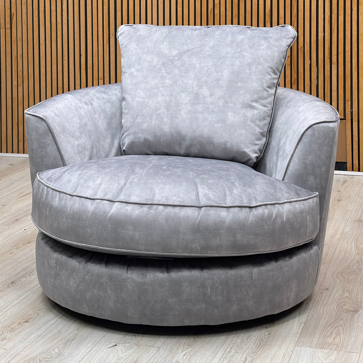 'Legend' Sublime Armour Grey Fabric Swivel Chair Furniture Village