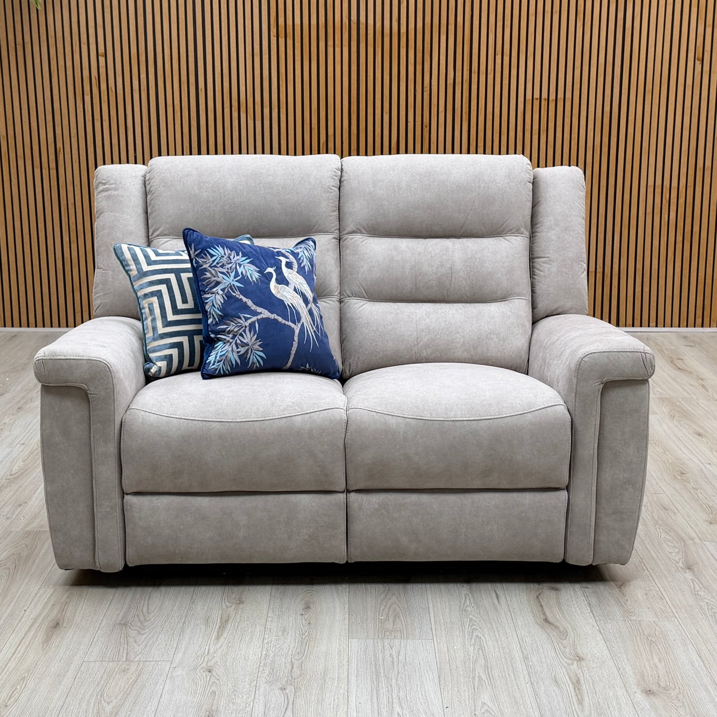 ‘Vega’ Beige Fabric 2 Seater Power Recliner Sofa