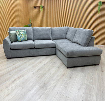 'Porto' Graphite Grey Graceland Fabric Quilted Arm Right Hand Facing Corner Sofa – view 3