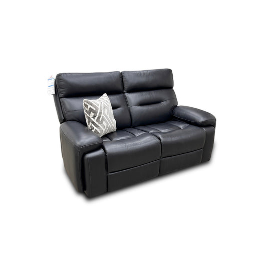 ‘Cinemax’ La4820 Natural Black Mica Leather 2 Seater Power Recliner Sofa with Power Headrests and Media Arms