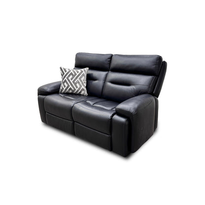 ‘Cinemax’ La4820 Natural Black Mica Leather 2 Seater Power Recliner Sofa with Power Headrests and Media Arms