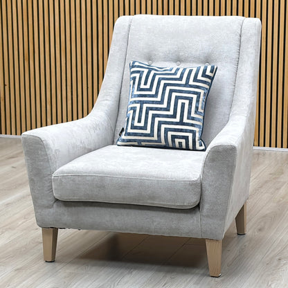 ‘Legend’ 3 Seater Sofa with Designer Accent Chair Kingston Silver Fabric Classic Back Sofa Set Furniture Village