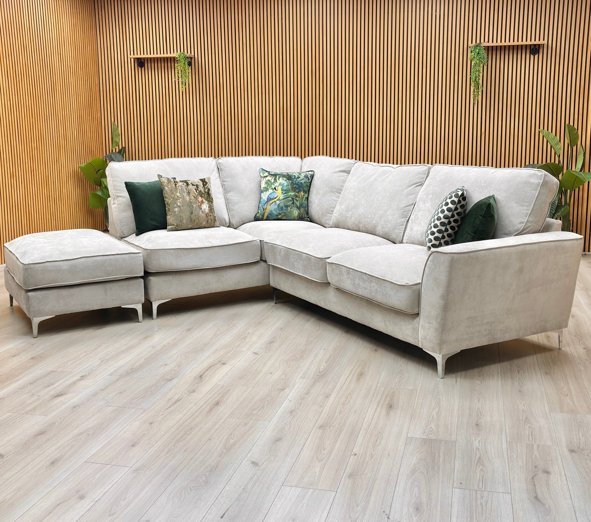 ‘Legend’ Kingston Silver Fabric Left Hand Facing Classic Back Corner Sofa Furniture Village