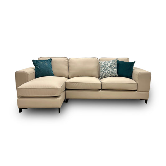 ‘Gianna’ Mocha R-Leather Left Hand Facing Chaise End Sofa