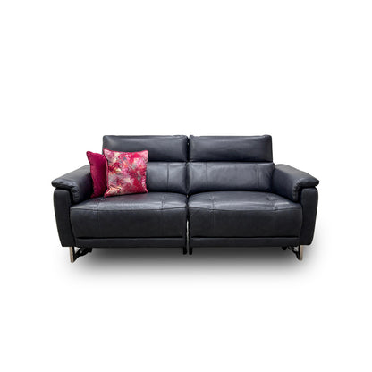 ‘Moet’ Cat-60/24 Navy Leather 3 Seater Power Recliner Sofa with Telescopic Headrests