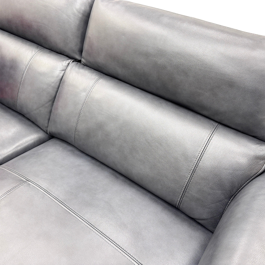 ‘Moet’ Cat-60/24 Navy Leather 3 Seater Power Recliner Sofa with Telescopic Headrests