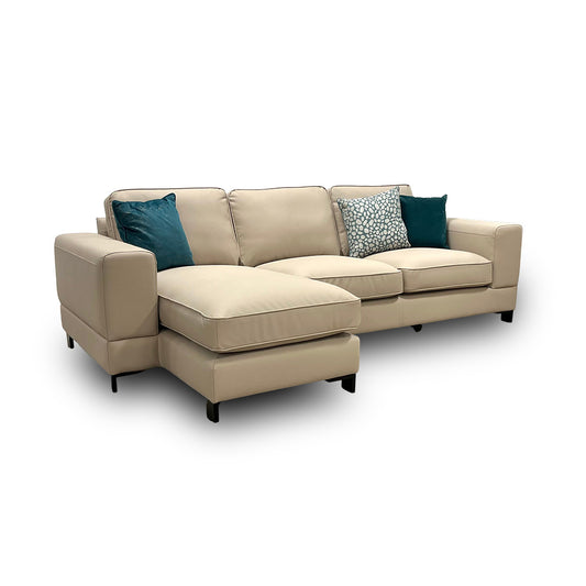 ‘Gianna’ Mocha R-Leather Left Hand Facing Chaise End Sofa