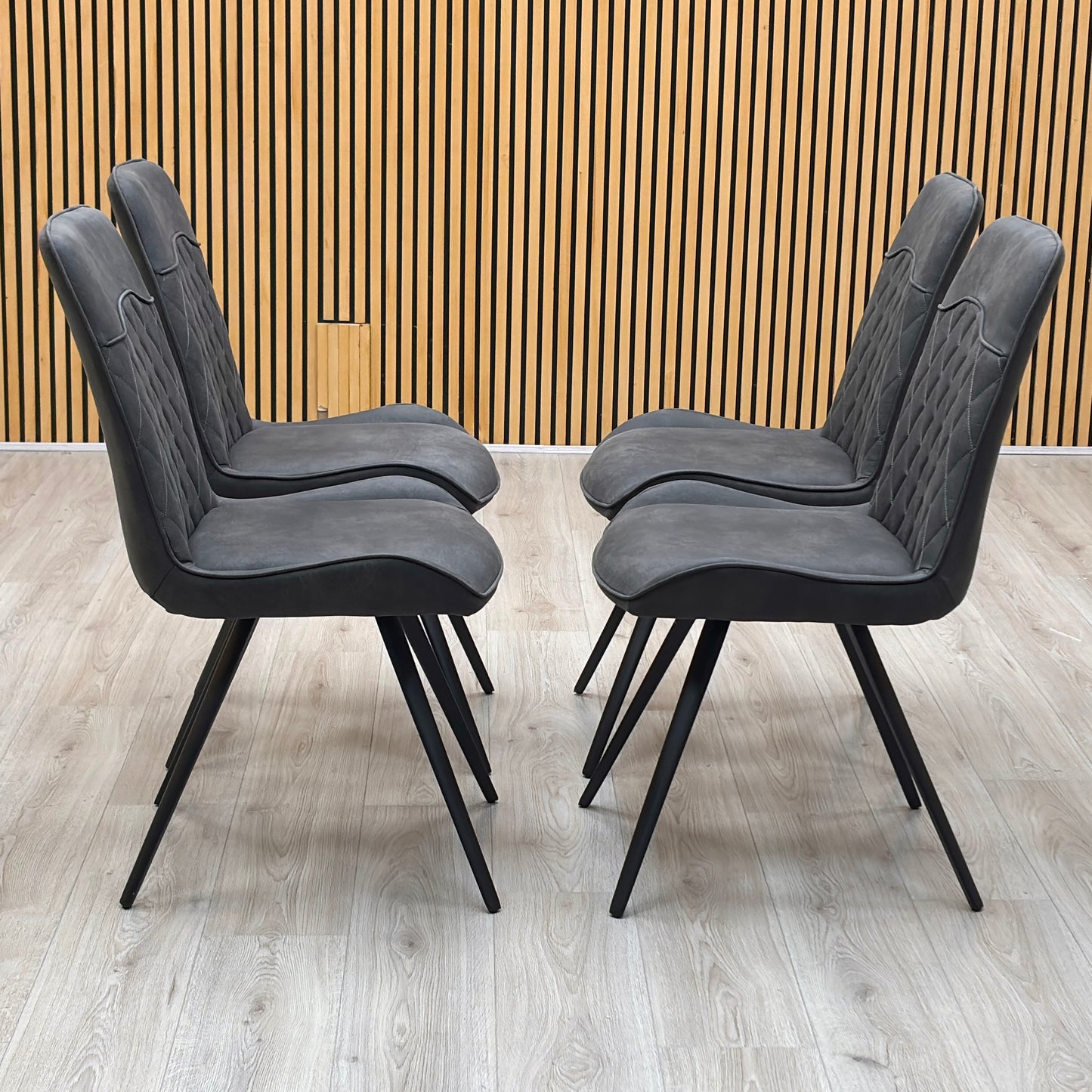 ‘Warrior’ Charcoal Grey Fabric Set of 4 Standard Dining Chairs Furniture Village