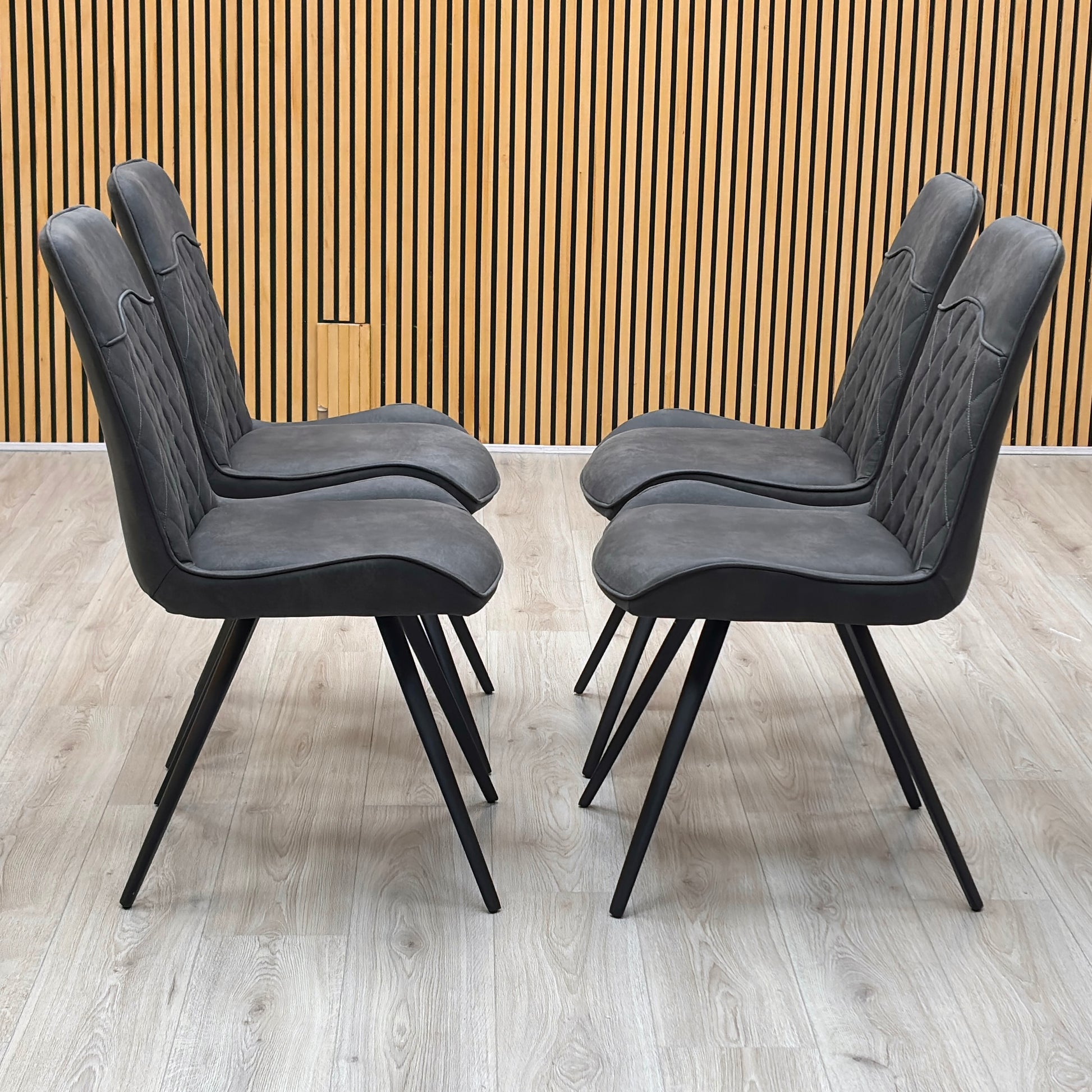 ‘Warrior’ Charcoal Grey Fabric Set of 4 Standard Dining Chairs Furniture Village