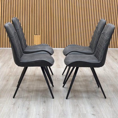 ‘Warrior’ Charcoal Grey Fabric Set of 4 Standard Dining Chairs Furniture Village