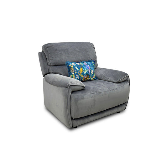 World of Leather ‘Link’ Fab-Mil-R451 Pewter Velvet Armchair