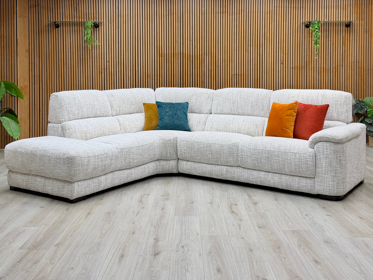 'Nova' Fab-Mga-R04 Beige Fabric Left Hand Facing Chaise End Sofa