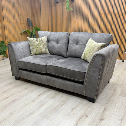 'Mariah' Dapple Moleskin-Tri Brass Velvet Fabric 2 Seater Classic Back Sofa – view 3
