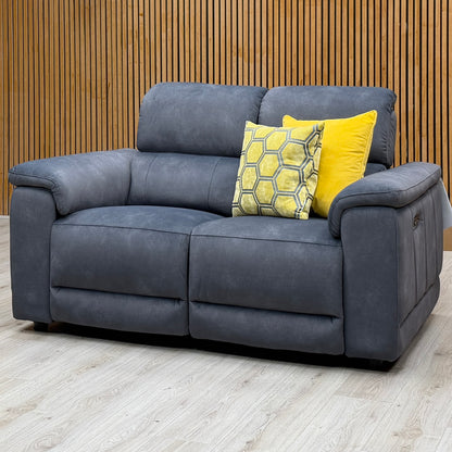 ‘Genius’ Dexter Shadow Grey Velvet Fabric 2 Seater Power Recliner Sofa with Power Headrests